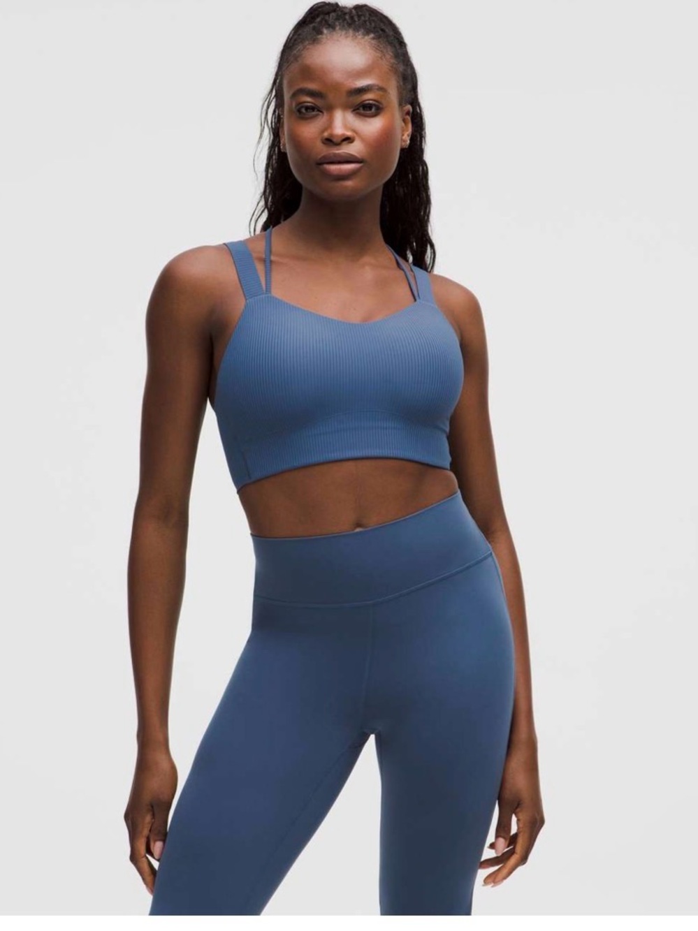 lululemon athletica Ribbed Dual-Strap Sports Bralette in Slate Blue
